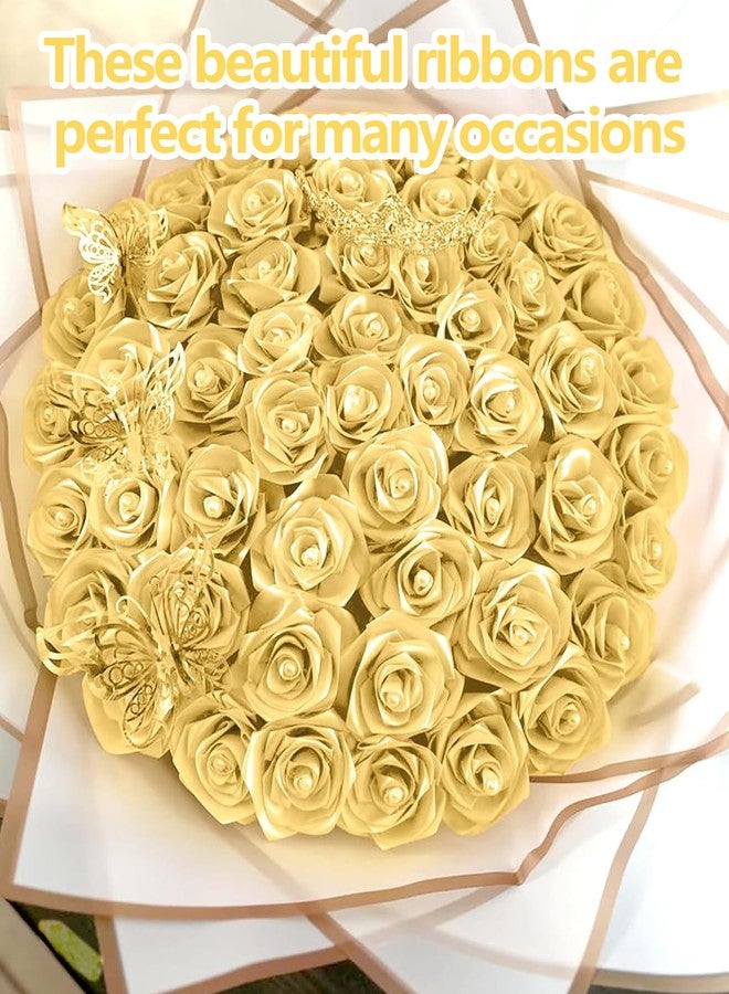 VayuSrot Ribbon Roll, Roll 4cm Wide Golden Satin Ribbon for Gift Wrapping, Party Decorations, Wedding Crafts, DIY Projects, 22 Meters Long - Image 4